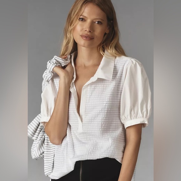 Maeve Tops - NWT Maeve Puff-Sleeve Sea Breeze Top